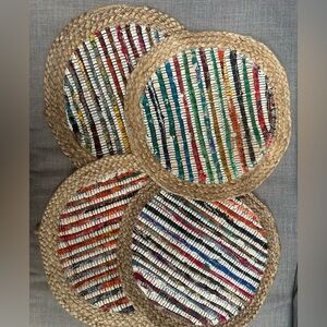 CYNTHIA ROWLEY 4-pcs Natural Woven Fabric Jute Multicolor Woven Placemat#0610256